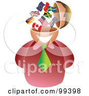 Poster, Art Print Of Businessman With A Flag Brain