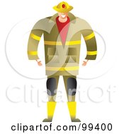 Poster, Art Print Of Male Fire Fighter In A Yellow Uniform