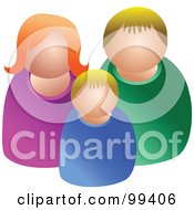 Royalty Free RF Clipart Illustration Of A Faceless Caucasian Family Of Three