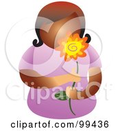 Royalty Free RF Clipart Illustration Of A Lady Holding A Flower
