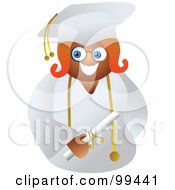 Poster, Art Print Of Female Graduate In A White Cap And Gown