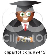 Poster, Art Print Of Male Graduate In A Black Cap And Gown Holding His Diploma
