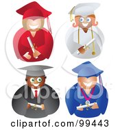 Royalty Free RF Clipart Illustration Of A Digital Collage Of Male And Female Graduates In Different Colored Gowns