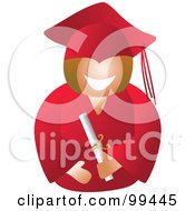 Royalty Free RF Clipart Illustration Of A Happy Female Graduate In A Red Gown