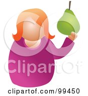 Poster, Art Print Of Woman Holding A Large Pear