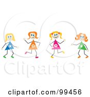 Royalty Free RF Clipart Illustration Of Stick Girls