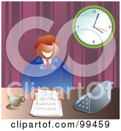 Poster, Art Print Of Business Man With Paperwork At His Desk