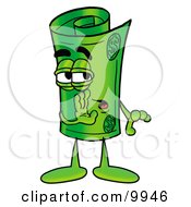Rolled Money Mascot Cartoon Character Whispering And Gossiping by Mascot Junction