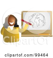 Royalty Free RF Clipart Illustration Of A Black Geography Teacher Drawing A Map On A Board by Prawny