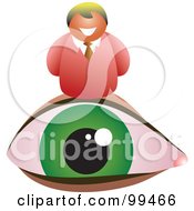 Royalty Free RF Clipart Illustration Of A Businessman Over A Large Green Eye by Prawny
