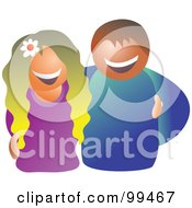 Poster, Art Print Of Happy Couple Smiling The Woman With A Flower In Her Hair