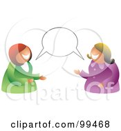 Poster, Art Print Of Two Women Having A Conversation With A Blank Balloon