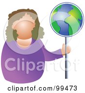 Poster, Art Print Of Businesswoman Holding A Globe Sign