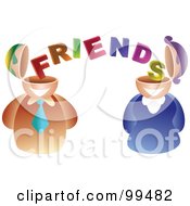 Royalty Free RF Clipart Illustration Of A Businses Man And Woman With Friend Brains