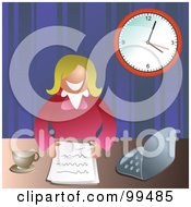 Poster, Art Print Of Businesswoman With Paperwork At Her Desk