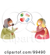 Poster, Art Print Of Two Women Having A Conversation With A Balloon