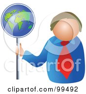 Poster, Art Print Of Business Man Holding A Globe Sign