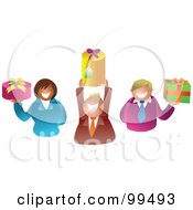Poster, Art Print Of Business Team Holding Gifts