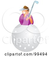 Poster, Art Print Of Happy Woman On A Golf Ball