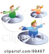 Business Team Flying On Cds