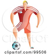 Poster, Art Print Of Pro Soccer Player Resting His Foot On A Ball