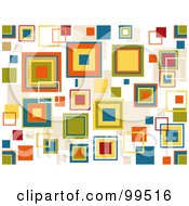 Poster, Art Print Of Seamless Colorful Retro Squares On White Pattern Design Background