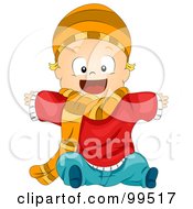 Royalty Free RF Clipart Illustration Of A Baby Boy Wearing Winter Clothing