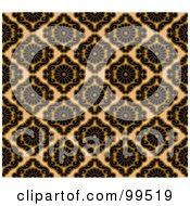 Poster, Art Print Of Seamless Black And Tan Damask Pattern Design Background