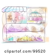 Poster, Art Print Of Artistic Scene Of A Bakery With Sweets In The Display