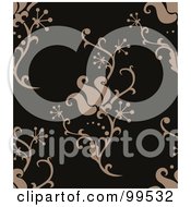 Poster, Art Print Of Seamless Taupe And Black Damask Pattern Design Background