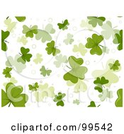 Poster, Art Print Of Seamless Falling Clovers On White Pattern Design Background