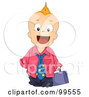 Poster, Art Print Of Baby Boy With A Mohawk Dressed As A Businessman