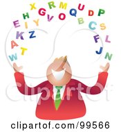 Royalty Free RF Clipart Illustration Of A Businessman Juggling Letters
