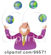 Royalty Free RF Clipart Illustration Of A Happy Businsesman Juggling Globes by Prawny