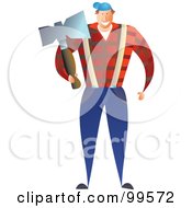 Male Lumberjack Carrying An Ax