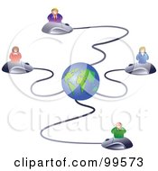 Poster, Art Print Of Business Team On Computer Mice Connected To A Globe