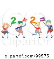 Poster, Art Print Of Stick School Children With Numbers