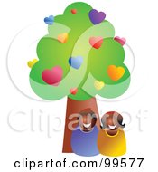 Poster, Art Print Of Happy Black Couple Under A Love Tree With Hearts