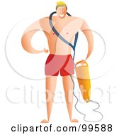 Poster, Art Print Of Male Lifeguard In Red Shorts