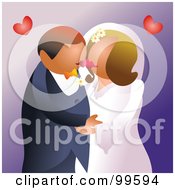 Poster, Art Print Of Romantic Wedding Couple Kissing At Their Ceremony