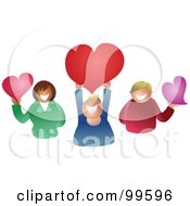 Royalty Free RF Clipart Illustration Of A Group Of People Holding Up Hearts
