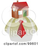 Poster, Art Print Of Businessman With A House Face