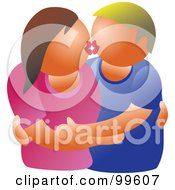 Poster, Art Print Of Caucasian Couple Embracing And Kissing