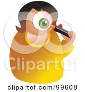 Royalty Free RF Clipart Illustration Of A Woman Holding A Magnifying Glass In Front Of His Eye