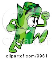 Clipart Picture Of A Rolled Money Mascot Cartoon Character Running by Mascot Junction #COLLC9961-0015