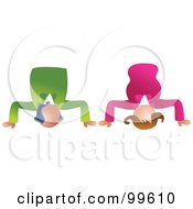 Business Man And Woman Doing Head Stands