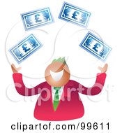 Royalty Free RF Clipart Illustration Of A Business Man Juggling Euro Bills by Prawny
