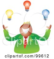 Poster, Art Print Of Happy Businsesman Juggling Light Bulbs