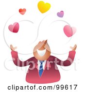 Poster, Art Print Of Happy Businsesman Juggling Hearts