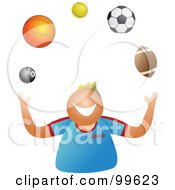 Poster, Art Print Of Happy Boy Juggling Sport Balls